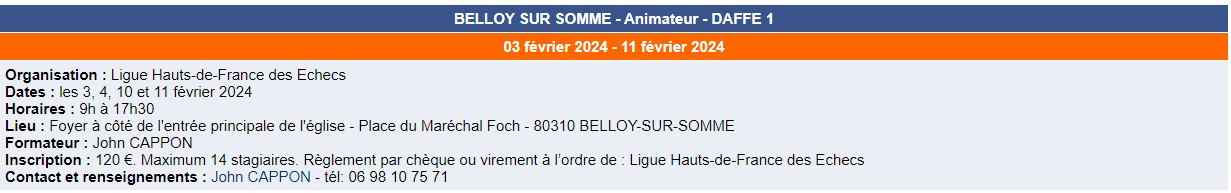 Stage DAFFE 1 les 03, 04, 10 et 11 février 2024 à Belloy-sur-Somme cover